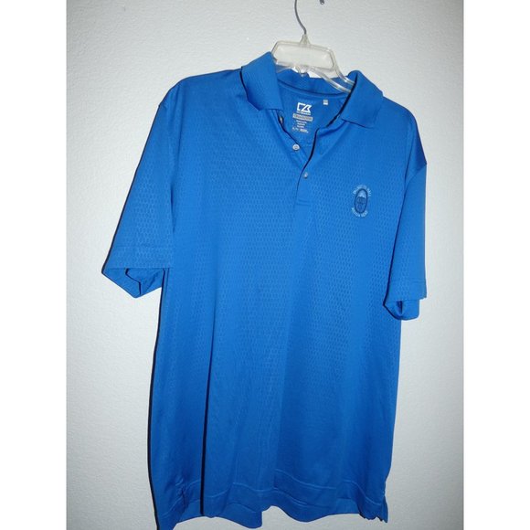 Men's Blue CB DryTec Luxe Golf Shirt, Cutter & Buck, XL - Picture 1 of 6
